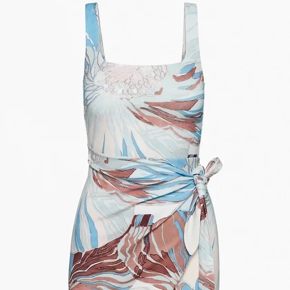 knee length dresses for ladies Aritzia Wilfred Fable White Print Mini Dress main image 1